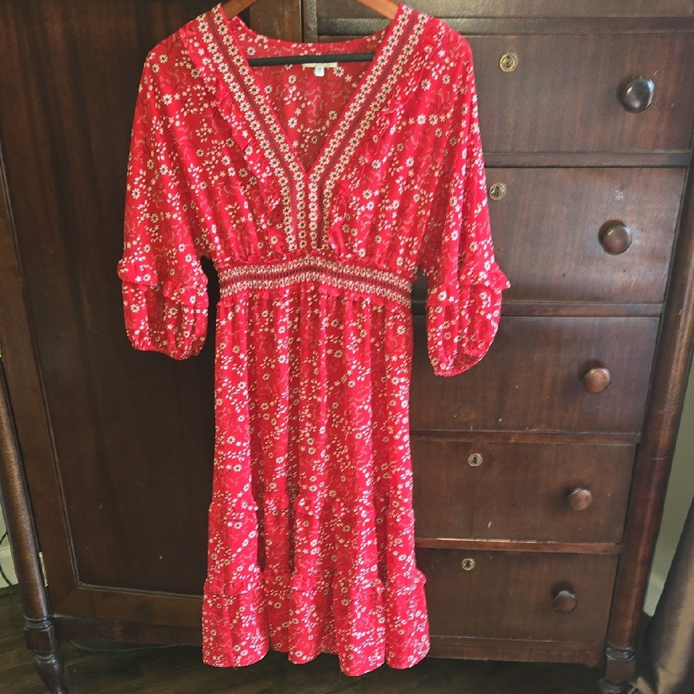 Max Studio Red Floral Dress Size M